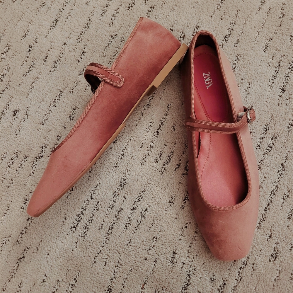 Zara Pink Flats with Strap